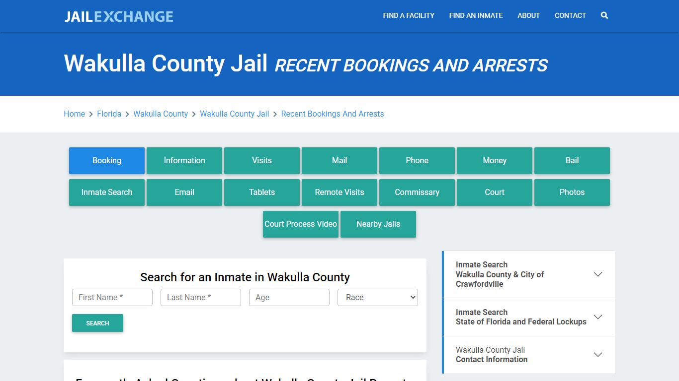 Wakulla County Jail Recent Bookings And Arrests - Jail Exchange