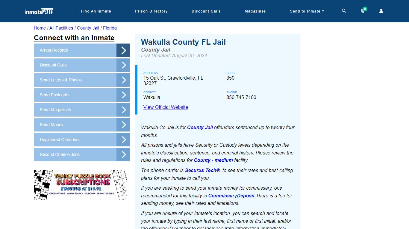 Wakulla County FL Jail - Inmate Locator