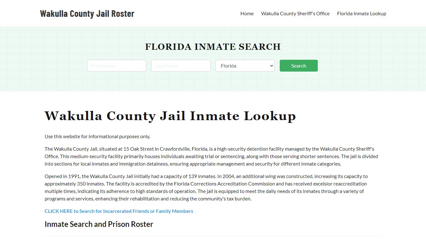 Wakulla County Jail Roster Lookup, FL, Inmate Search