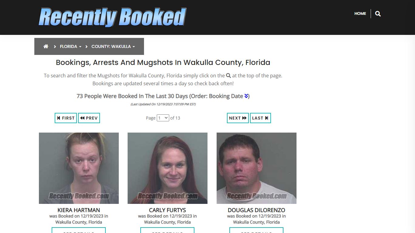 Recent bookings, Arrests, Mugshots in Wakulla County, Florida